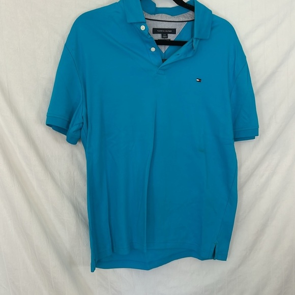 Tommy Hilfiger Turquoise Custom Fit  Sz L - Picture 1 of 13